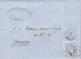 5761. Carta Entera VALLS (Tarragona) 1871 A Zaragoza - Storia Postale