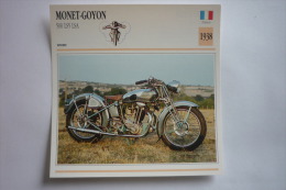 Transports - Sports Moto - Carte Fiche Technique Moto - Monet-goyon 500 Ls5 Lsa - Sport -1938 ( Description Au Dos - Motorcycle Sport