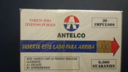 Paraguay-(par-a-03a)-antelco Logo Currcncy-frist Chip Issue-(2)-(30 Impulsos)-(6.000guaranies)-mint+2card Prepiad Free - Paraguay