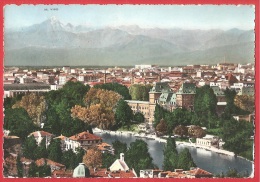 CARTOLINA VG ITALIA - TORINO - Castello Del Valentino E Monviso - ACQUARELLATA - 10 X 15 - ANNULLO TORINO 1955 - Castello Del Valentino