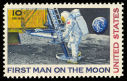 1969 USA Moon Landing Air Mail Stamp Sc#c76 Space First Man On The Moon Globe - United States