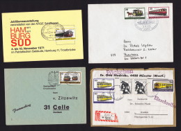 Berliner Verkersmittel  1 Postkarte. 2 Briefe, 1 Packeten Vorseite  MiNr 379-384 - Storia Postale