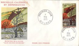 (313) New Caledonia FDC Cover - Premier Jour De Nouvelle Caledonie - 1975 - Feux De Brousse Prevention - FDC