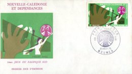 (313) New Caledonia FDC Cover - Premier Jour De Nouvelle Caledonie - 1975m- Jeux Du Pacifique Sud (Volley Ball) - FDC