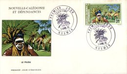 (313) New Caledonia FDC Cover - Premier Jour De Nouvelle Caledonie - 1975 - Folklore - Le Pilou - FDC