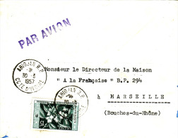 ABIDJAN R.P. COTE D´IVOIRE AFRIQUE COLONIE FRANCAISE LETTRE PAR AVION POUR LA FRANCE A MARSEILLE MARCOPHILIE - Cartas & Documentos