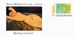 Spain 2013 - Amedeo Modigliani -  Reclining Nude With Arms Folded Under Her Head, 1916 - Special Prepaid Cover - Desnudos