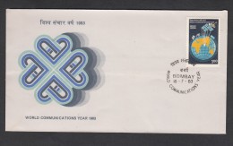 INDIA,1983,  FDC, World Communications Year,  Bombay Cancellation - Lettres & Documents