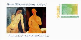 Spain 2013 - Amedeo Modigliani  Nudes  - Special Prepaid Cover - Desnudos