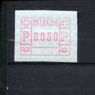 240412857 ZWITSERLAND  POSTFRIS MINT NEVER HINGED POSTFRISCH EINWANDFREI ATM MICHEL 3.1 FACIALE 0030 - Automatic Stamps