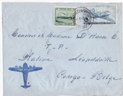 L. Par Avion Affr. N°726+PA8 De BRUXELLES-AEROPORT/1946 Pour Le Congo. - Lettres & Documents