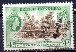 BRITISH HONDURAS 1953 Queen Elizabeth II - 4c Pine Industry  FU - Britisch-Honduras (...-1970)