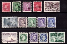 Canada Official Stamps Lot Of 15 Used Fine - VF - Collections