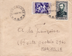 MONGOUMBA TRANSIT BANGUI OUBANGUI AFRIQUE ANCIENNE COLONIE FRANÇAISE LETTRE PAR AVION VIA FRANCE CAD MARCOPHILIE RARE - Briefe U. Dokumente