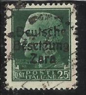 ZARA OCCUPAZIONE TEDESCA GERMAN OCCUPATION 1943 SOPRASTAMPATO D'ITALIA ITALY OVERPRINTED CENT. 25 USATO USED OBLITERE' - German Occ.: Zara