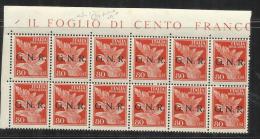 ITALI REGNO ITALY KINGDOM 1944 REPUBBLICA SOCIALE ITALIANA RSI GNR AEREA AIRMAIL  80 CENT.  MNH BLOCK 10 SIGNED RAYBAUDI - Luftpost