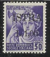 OCCUPAZIONE JUGOSLAVIA YUGOSLAVIA ISTRIA 1945 SURCHARGE ITALY SOPRASTAMPATO ITALIA LIRE 1 SU 50 CENTESIMI MNH - Jugoslawische Bes.: Istrien