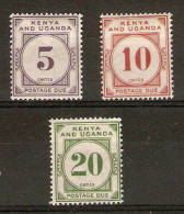 KENYA,UGANDA & TANGANYIKA1928  POSTAGE DUES SG D1/D3  MOUNTED MINT Cat £9 - Kenya & Uganda