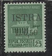 OCCUPAZIONE JUGOSLAVIA YUGOSLAVIA ISTRIA 1945 SURCHARGE ITALY SOPRASTAMPATO ITALIA 50 SU 25 CENTESIMI MNH - Jugoslawische Bes.: Istrien