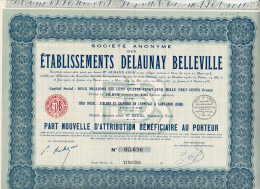 PART NOUVELLE D'ATTRIBUTION -ETABLISSEMENTS DELAUNAY BELLEVILLE -RHONE  -1939 - Auto's