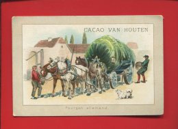 VAN HOUTEN JOLIE CHROMO ALLEMAGNE FOURGON ALLEMAND  ATTELAGE CHEVAUX ROULOTTE LANTERNE - Van Houten