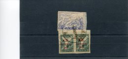 Greece- Fragment W/ "Historical" 2dr.+"Social Welfare Fund" 50l/5l. Stamps Bearing "METHONI-14.2.1947" Type XII Postmark - Marcophilie - EMA (Empreintes Machines)
