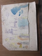 Cahier D´école De  >> 13 Dessins Au Fusain Et Aux Crayons De Couleur Divers Esquisses Différents Thèmes Voir Les - Diplome Und Schulzeugnisse