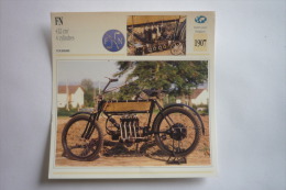 Transports - Sports Moto-carte Fiche Technique Moto - Fn 412 Cm3 - 4 Cylindres - Tourisme -1907 ( Description Au Dos - Moto Sport