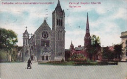 New York Syracuse Cathedral Of The Immaculate Conception Central Baptist Church 1910 - Syracuse