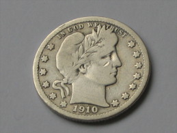 Etats-Unis -USA -  Quarter Dollar 1910 D - Barber-  United States Of America  *** ACHAT IMMEDIAT *** - 1892-1916: Barber