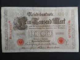 1910 A - 21 Avril 1910 - Billet 1000 Mark - Allemagne - Série A : N° 5318043 A - ReichsBanknote Deutschland Germany - 1.000 Mark