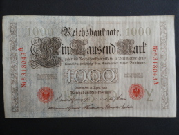 1910 A - 21 Avril 1910 - Billet 1000 Mark - Allemagne - Série A : N° 5318043 A - ReichsBanknote Deutschland Germany - 1000 Mark