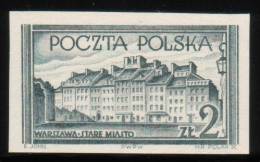 POLAND 1953 WARSAW HISTORICAL BUILDINGS IMPERF BLACK PROOF NHM ( NO GUM) Architecture UNESCO World Heritage Site - Ensayos & Reimpresiones