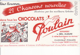 Buvard Chocolat Poulain,Blois , Série Chansons Nouvelles Illustrés Signé Bérel - Kakao & Schokolade