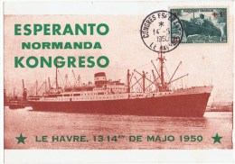 1950 - CPA - Superbe Carte - Esperanto -LE HAVRE -  Normandie Normanda Kongreso + Vignette +  Y. & T. N° 502 - Esperanto