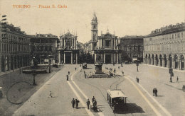 TORINO PIAZZA SAN CARLO ANIMATA 1916 - Piazze