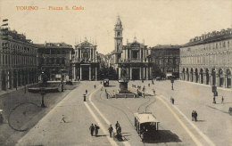 TORINO PIAZZA SAN CARLO ANIMATA 1916 - Places