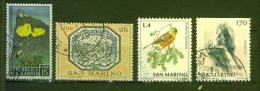 Fleur, Papaver - Palais Valloni - SAN MARINO - SAINT MARIN - Oiseau, Ortolan - Emilio Greco - N° 689-804-813-939 - 1967 - Usados