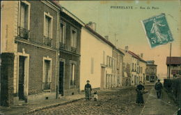 95 PIERRELAYE / Rue De Paris / BELLE CARTE COULEUR TOILEE - Pierrelaye