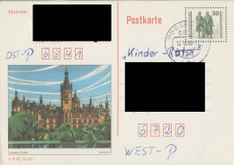 GERMANY. POSTAL STATIONARY. SCHWERIN. 1990 - Cartes Postales - Oblitérées