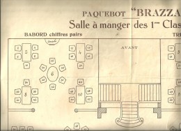 BEAU PLAN SALLE A MANGER DES 1ERES CLASSES DU PAQUEBOT BRAZZA - Autres Plans