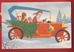 AFAN-008 Père Noël Dans Sa Voiture, Lapin. Circulé Avec Timbres Yugoslavij Tito. - Santa Claus