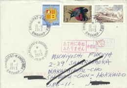 Lettre Du Village D'Encamp Adressée  A Hokkaido Au Japon, Cachet Postal Japonais Au Recto Enveloppe - Máquinas Franqueo (EMA)