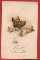 AFAN-022 Húsvéti üdvözlet Joyeuses Pâques, Maman Poule Et Ses Poussins. Non Circulé - Ostern