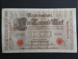 1910 A - 21 Avril 1910 - Billet 1000 Mark - Allemagne - Série A : N° 5318057 A - ReichsBanknote Deutschland Germany - 1.000 Mark