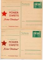 DDR P79-5-76 C32 2 Postkarten ZUDRUCK Rot/braunrot Pionierstafette Dessau 1976 - Private Postcards - Mint