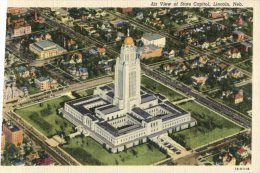 (618)  Very Old Postcard USA Cartte Ancienne - Lincoln State Capitol Aerial View - Lincoln