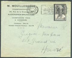 N°415 - 70 C. Reine Astrid Obl. Mécanique BRUXELLES 1 Sur Lettre (Mouilleseaux - Champignonniste - Mushroom Champignons - Storia Postale