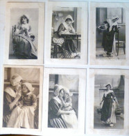 CPA PRECURSEUR Lot 6x Photo Folklore Hollande Photogr Scene Vie De Femme Coiffe Laitiere Ecriture Joug Tricoteuse - Sammlungen & Sammellose