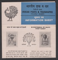 INDIA, 1983, Manned Flight,  Bicentenary, Set, 2 V, Folder - Brieven En Documenten